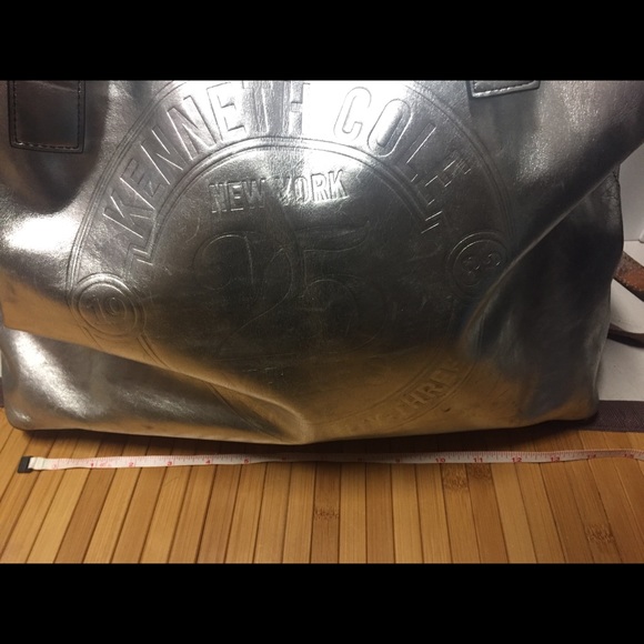 Overisized Kenneth Cole Silver Metallic Tote - Picture 7 of 8